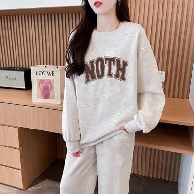 Casual two-piece sweatshirt and sweatpants set for women, autumn 2025 new style