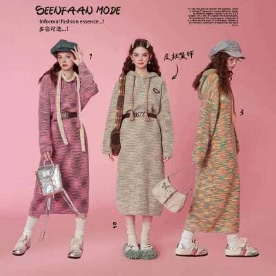 Korean style sweater dress for women, spring/autumn 2024
