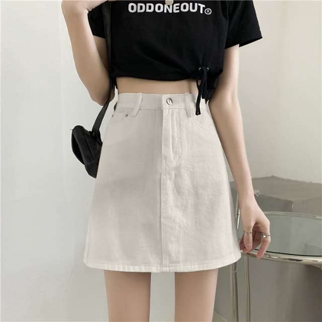 Summer slim skirt high waist hip a-line denim skirt