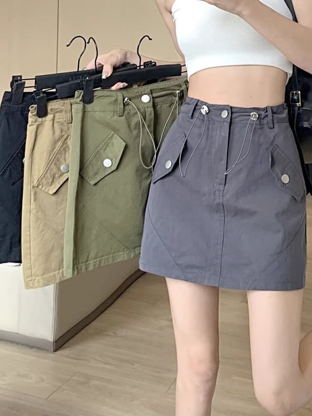 American style petite drawstring workwear skirt 
