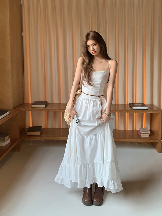 white skirt for women, slim-fitting long skirt