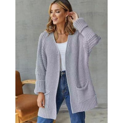New European and American style autumn/winter oversized cardigan for women, loose fit, thick and long, plus size.