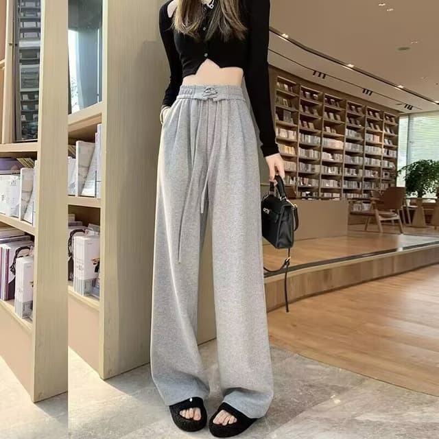  New Style Lace-Up Sweatpants High Waist Draped Slim Straight Floor-Length Casual Student Joggers for Women Trendy