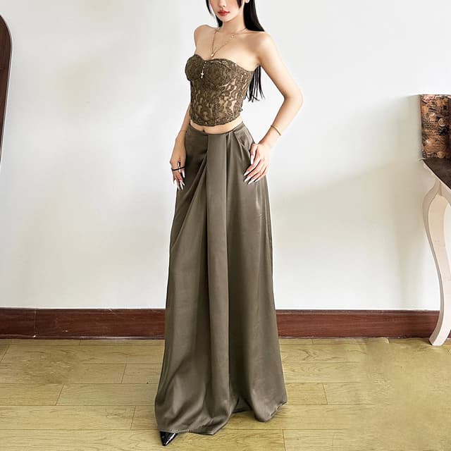 New cross-border solid color sleeveless backless tube top high waist slim fit temperament skirt women