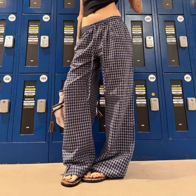 Summer new low waist loose wide leg trousers