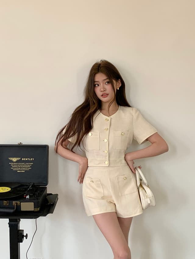  New style short-sleeved high waist shorts
