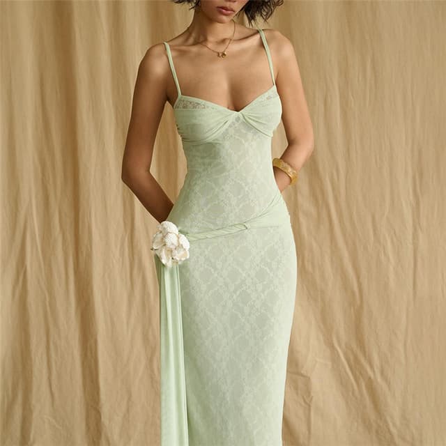 New slim fashion trend slim waist slimming three-dimensional flower dress for women