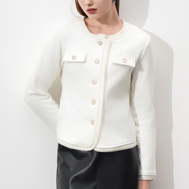 CANVAUS autumn and winter women's new style small fragrance thick short jacke