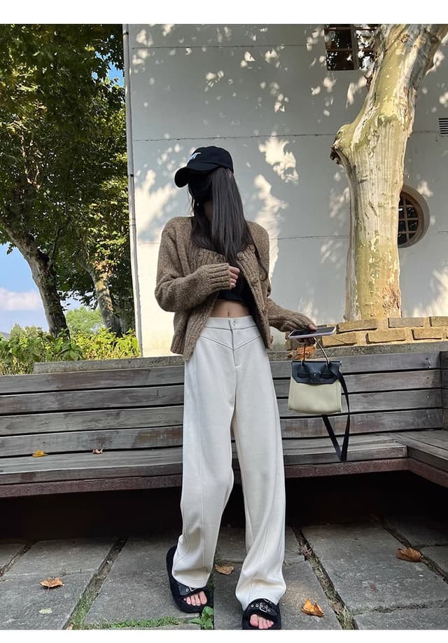 Autumn and winter thick straight wide-leg pants 