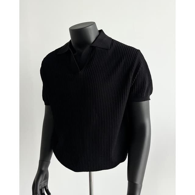 Old money style POLO shirt lapel short-sleeved knitted sweater men's