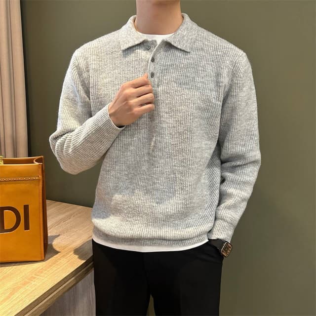 POLO shirt lapel sweater men's business light luxury pullover coat