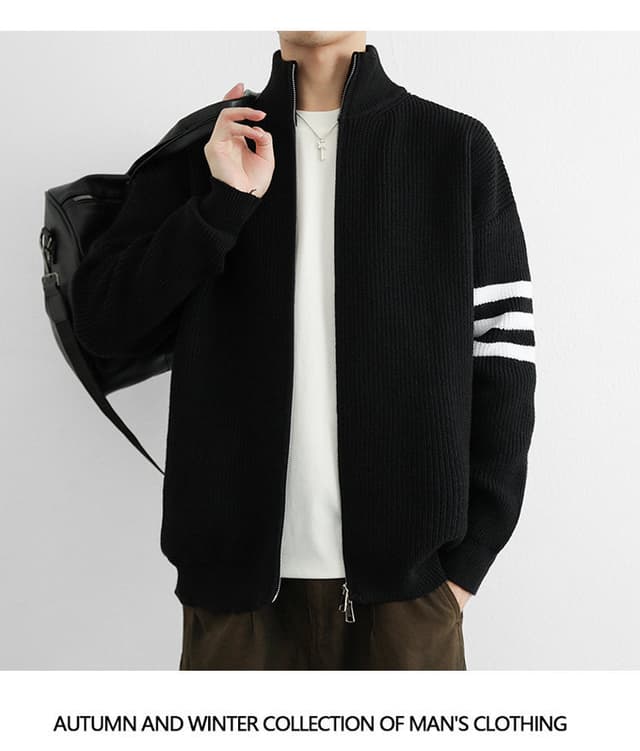 Three-pole knitted sweater men's cardigan coat jacket