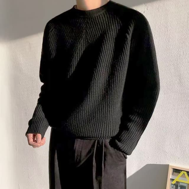 Fall/winter new solid color sweater men's