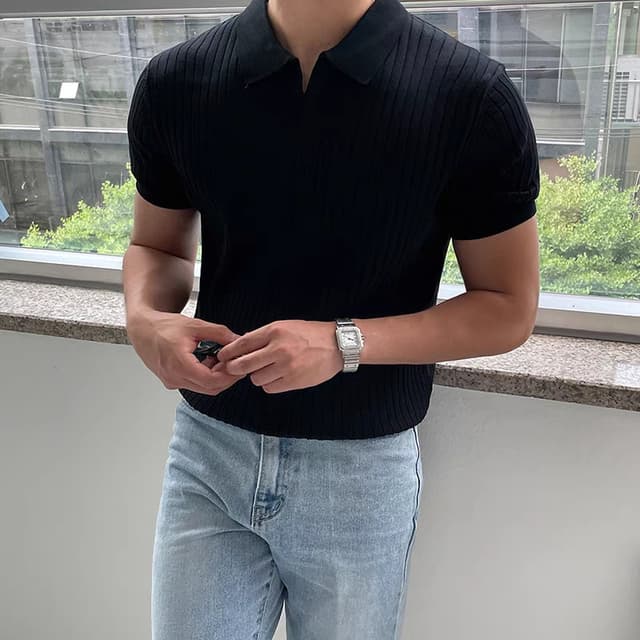 Korean-style Slim-fit Lar Solid Color Casual Thin Half-sleeved Trendy Elegant Top