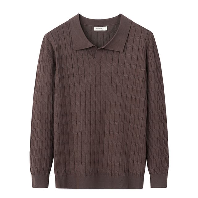 Polo Shirt V Neck Twist Business Lapel Long-Sleeved T-Shirt